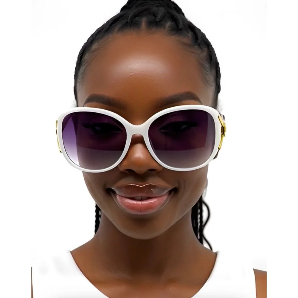 Trendy Sunglasses Oversized White Frame Stylish UV400 Fashion Women Female Fancy